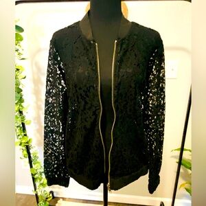Black Lace Bomber Jacket